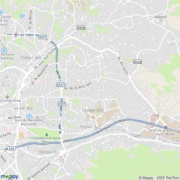 La carte pour la ville de 12e Arrondissement, Marseille