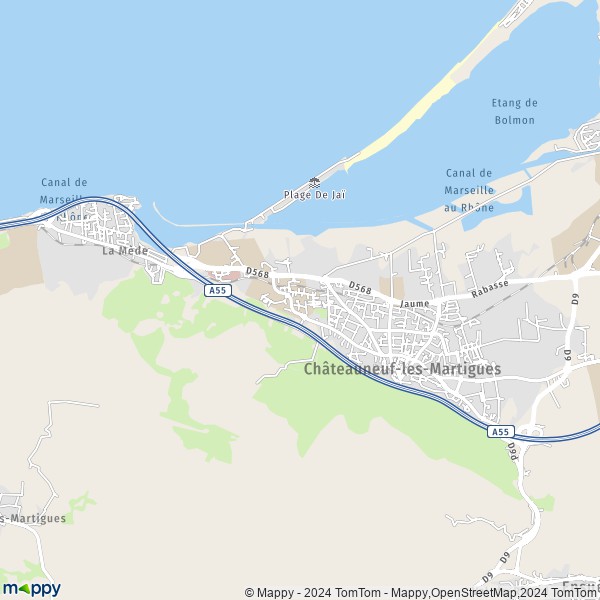 La carte pour la ville de Châteauneuf-les-Martigues 13220