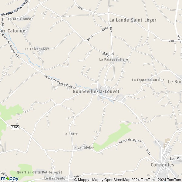 La carte pour la ville de Bonneville-la-Louvet 14130