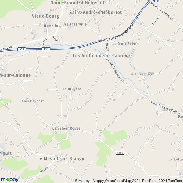 La carte pour la ville de Les Authieux-sur-Calonne 14130