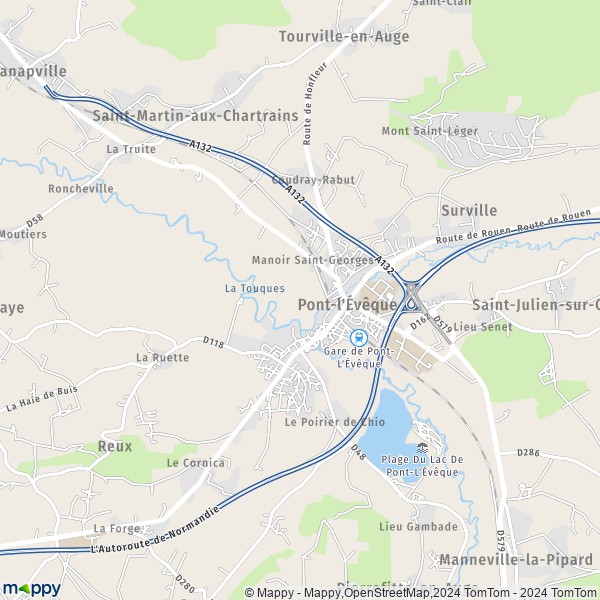 La carte pour la ville de Pont-l'Évêque 14130