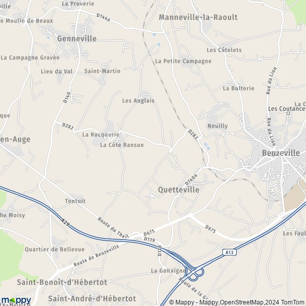 La carte pour la ville de Quetteville 14130