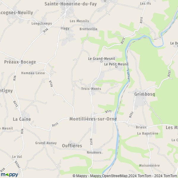 La carte pour la ville de Montillières-sur-Orne 14210