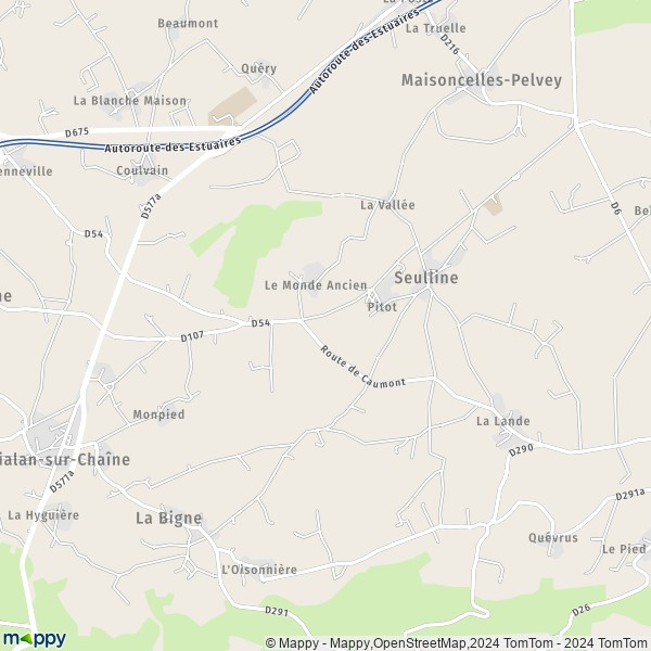 La carte pour la ville de Saint-Georges-d'Aunay, 14260-14310 Seulline