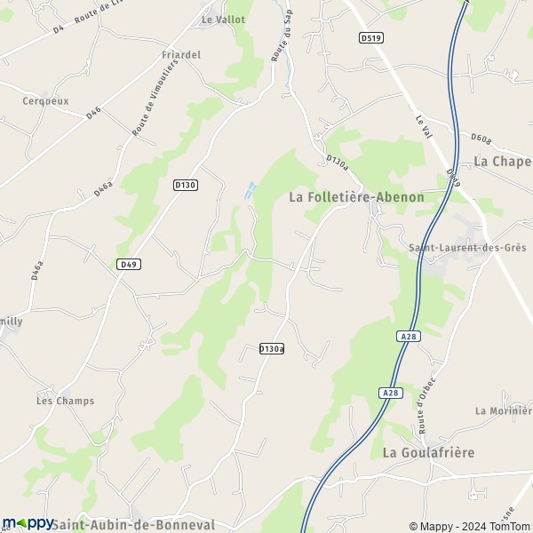 La carte pour la ville de La Folletière-Abenon 14290