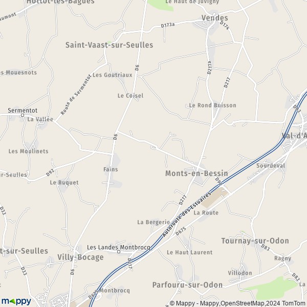 La carte pour la ville de Monts-en-Bessin 14310