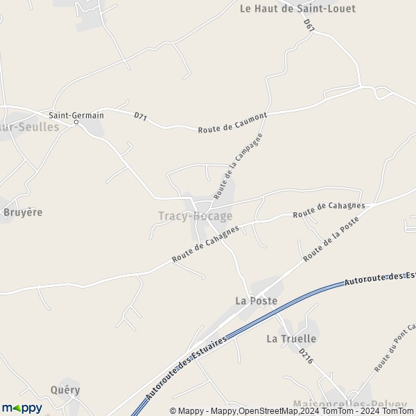 La carte pour la ville de Tracy-Bocage 14310