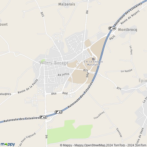 La carte pour la ville de Villers-Bocage 14310