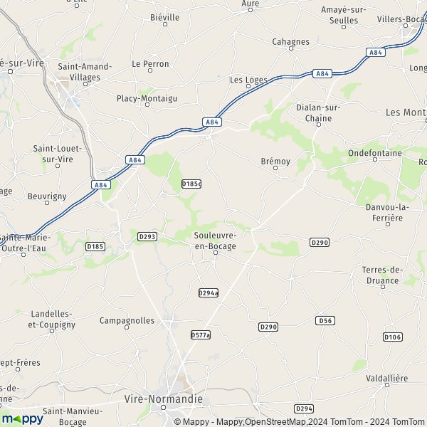 La carte pour la ville de Bures-les-Monts, 14350 Souleuvre-en-Bocage