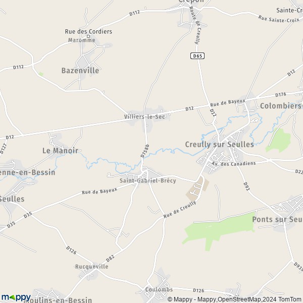 La carte pour la ville de Creully sur Seulles 14480
