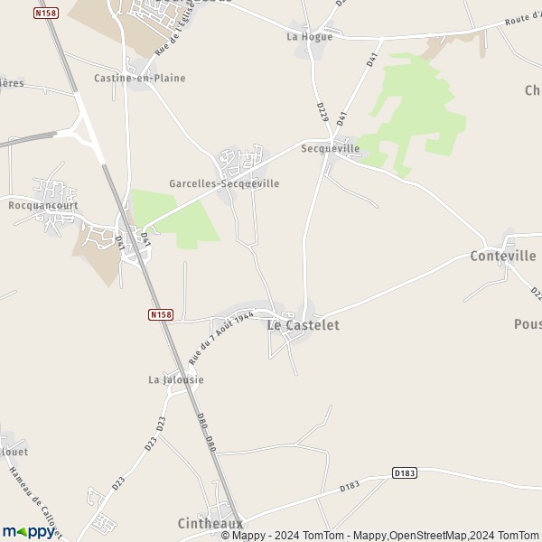 La carte pour la ville de Garcelles-Secqueville, 14540 Le Castelet