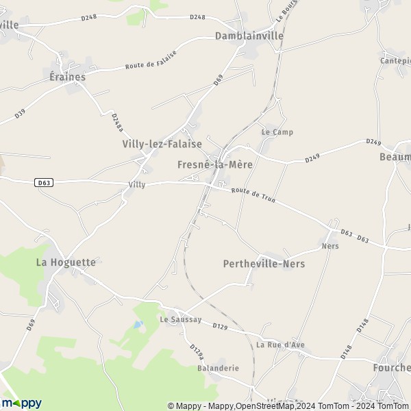 La carte pour la ville de Fresné-la-Mère 14700
