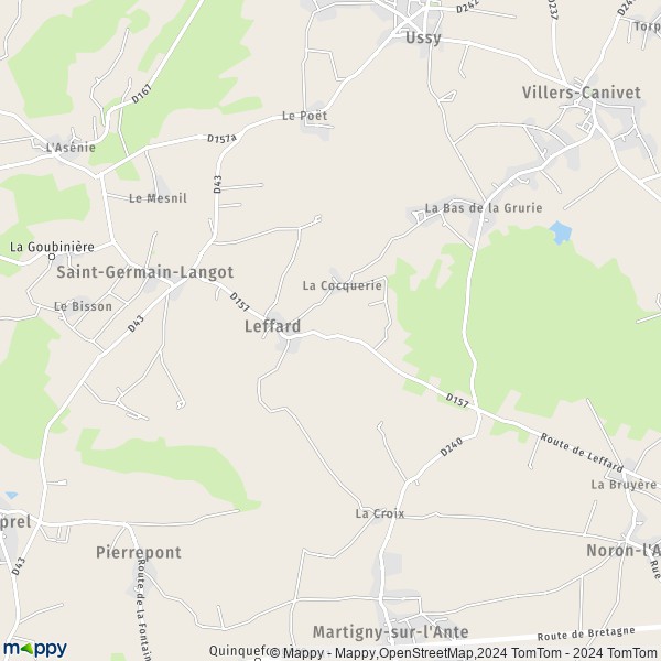 La carte pour la ville de Leffard 14700