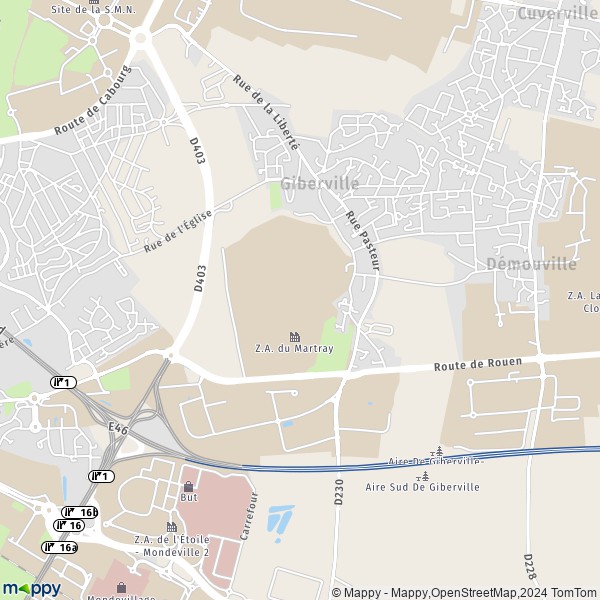 La carte pour la ville de Giberville 14730