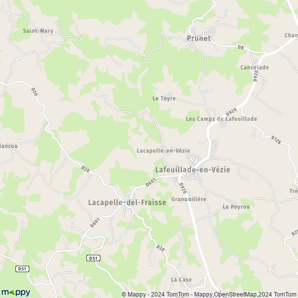La carte pour la ville de Lafeuillade-en-Vézie 15130
