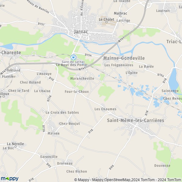 La carte pour la ville de Mainxe-Gondeville 16200