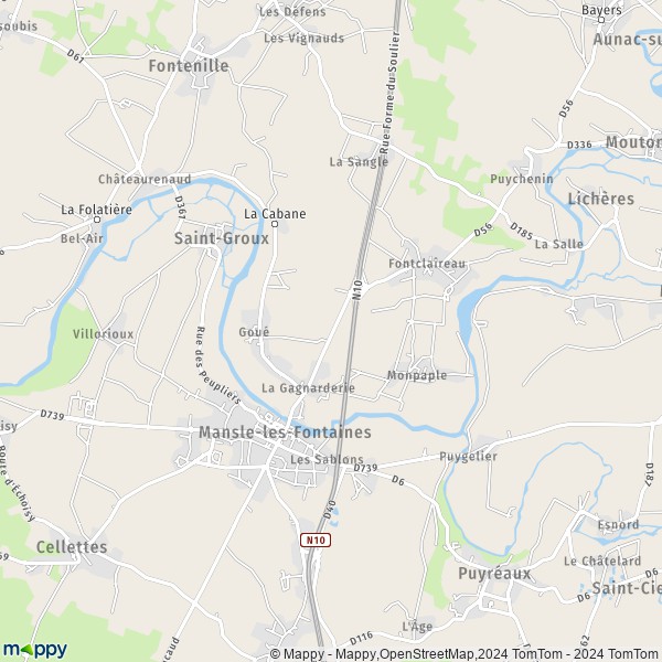La carte pour la ville de Mansle-les-Fontaines 16230