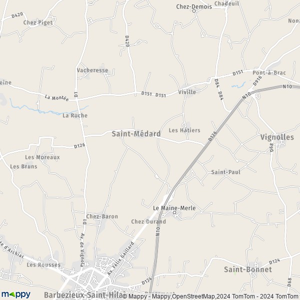 La carte pour la ville de Saint-Médard 16300