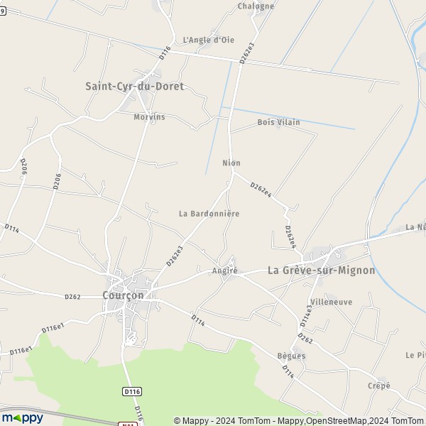 La carte pour la ville de Courçon 17170