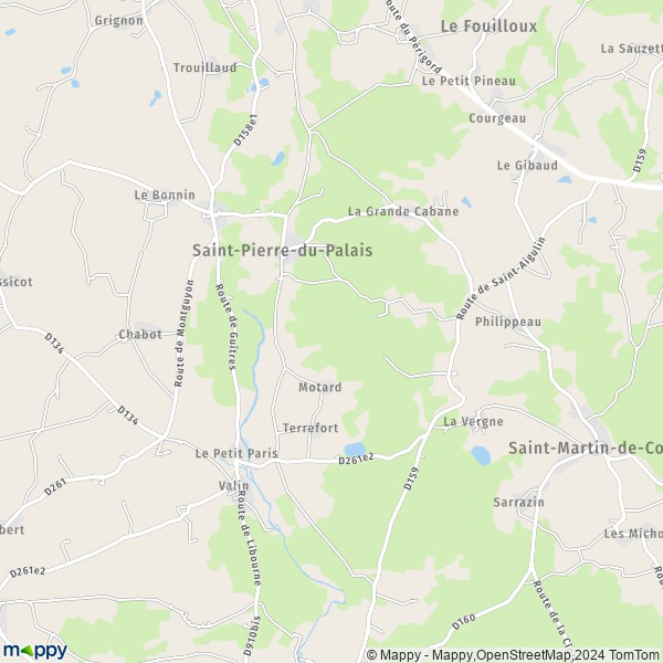 La carte pour la ville de Saint-Pierre-du-Palais 17270