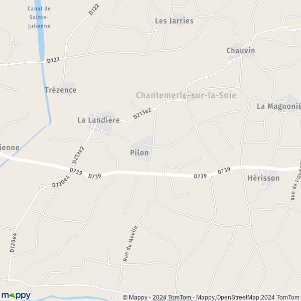 La carte pour la ville de Chantemerle-sur-la-Soie 17380