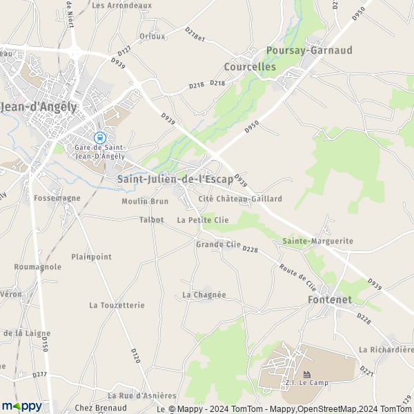 La carte pour la ville de Saint-Julien-de-l'Escap 17400