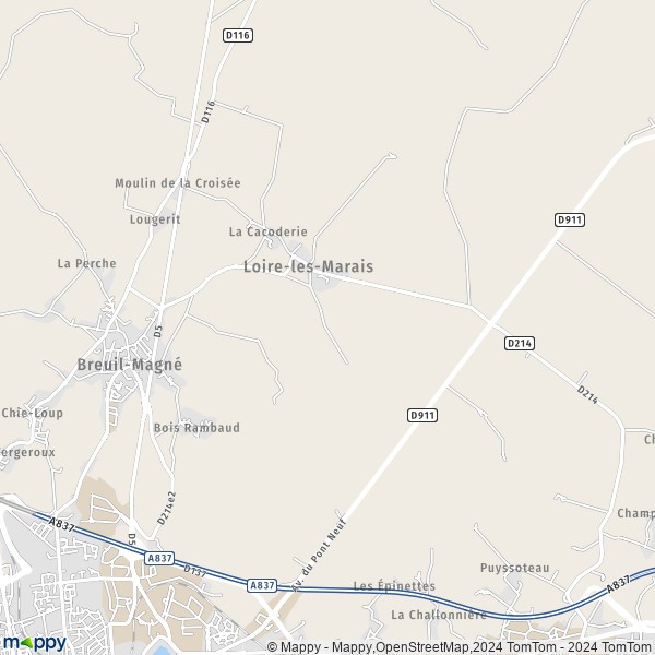La carte pour la ville de Loire-les-Marais 17870