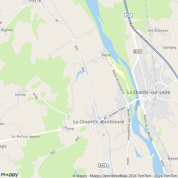 La carte pour la ville de La Chapelle-Montlinard 18140