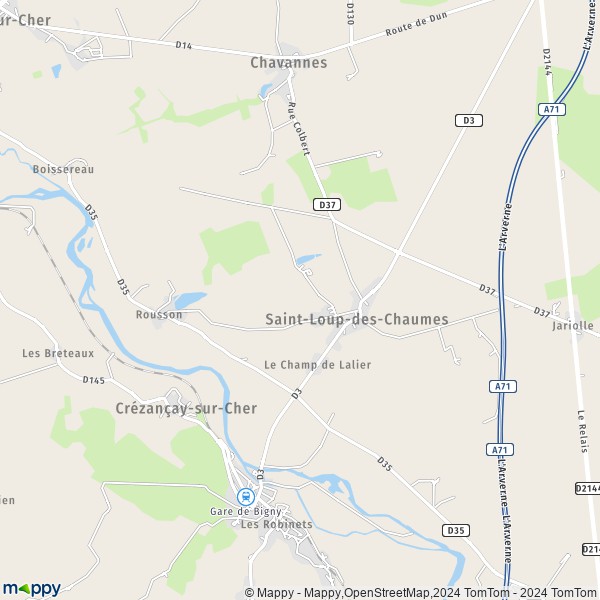 La carte pour la ville de Saint-Loup-des-Chaumes 18190