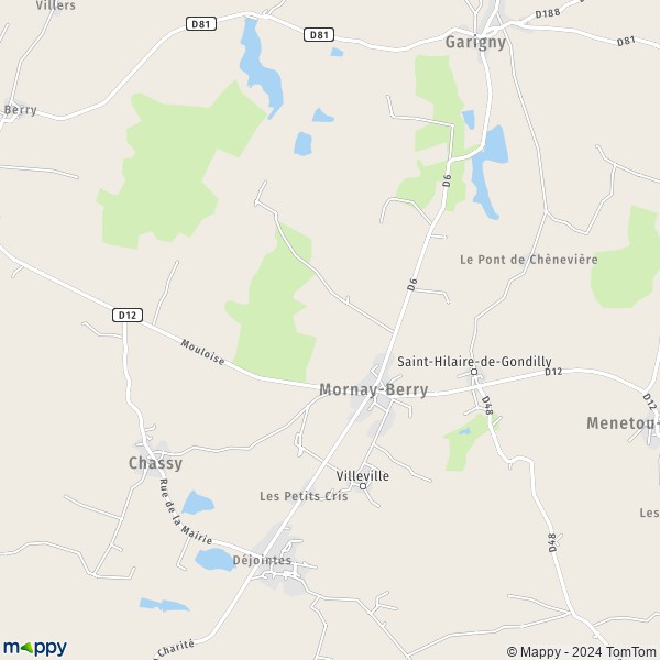 La carte pour la ville de Mornay-Berry 18350