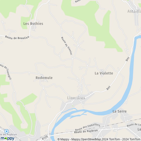 La carte pour la ville de Liourdres 19120