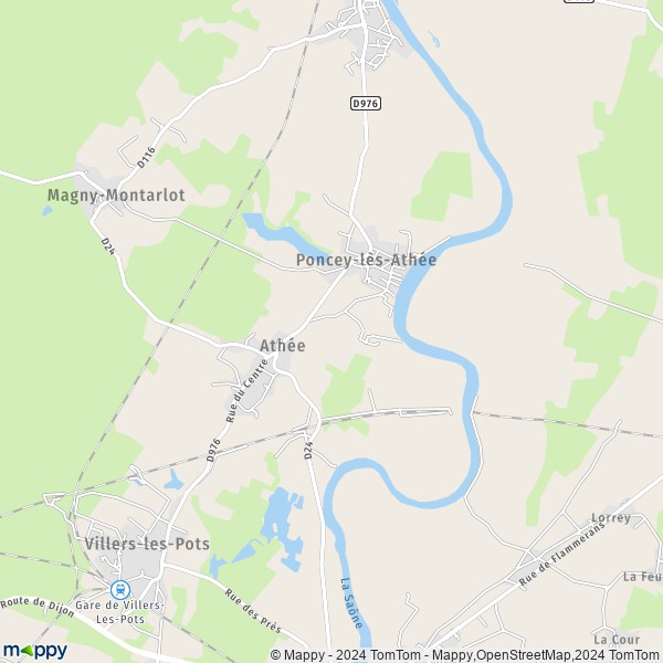 La carte pour la ville de Poncey-lès-Athée 21130
