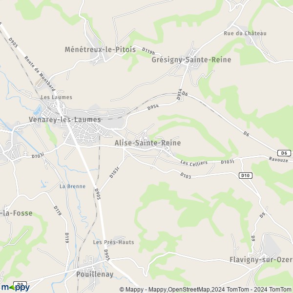 La carte pour la ville de Alise-Sainte-Reine 21150