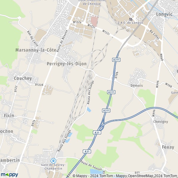 La carte pour la ville de Perrigny-lès-Dijon 21160
