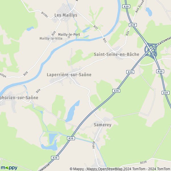 La carte pour la ville de Laperrière-sur-Saône 21170