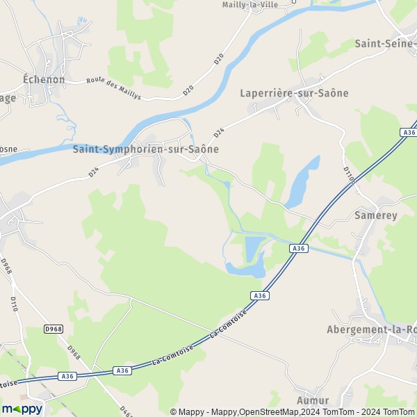La carte pour la ville de Saint-Symphorien-sur-Saône 21170