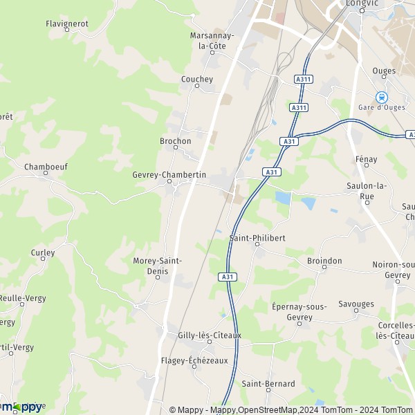 La carte pour la ville de Gevrey-Chambertin 21220