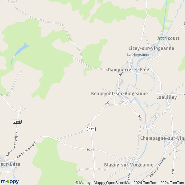 La carte pour la ville de Beaumont-sur-Vingeanne 21310