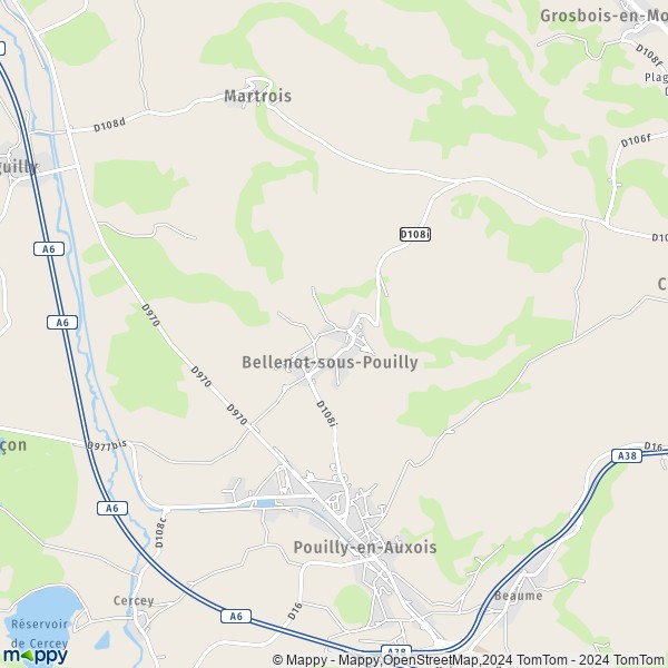 La carte pour la ville de Bellenot-sous-Pouilly 21320
