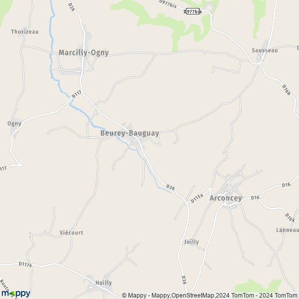 La carte pour la ville de Beurey-Bauguay 21320