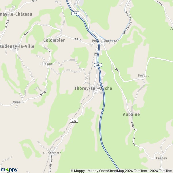 La carte pour la ville de Thorey-sur-Ouche 21360