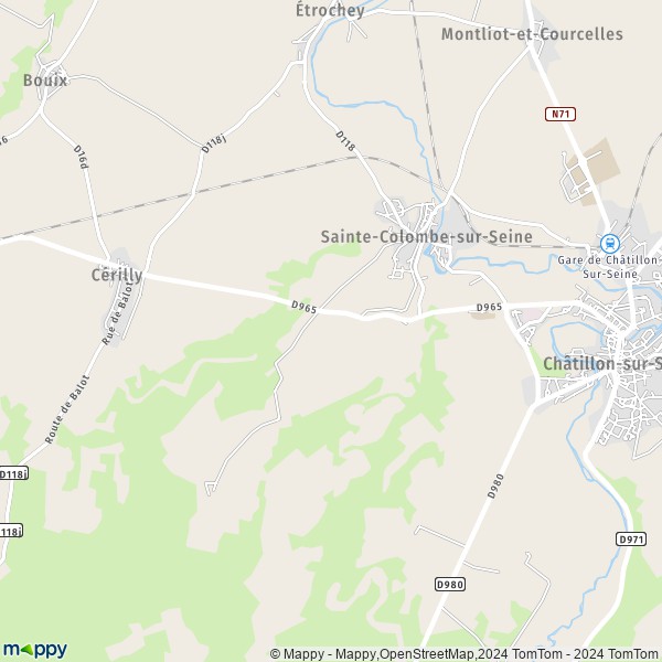 La carte pour la ville de Sainte-Colombe-sur-Seine 21400