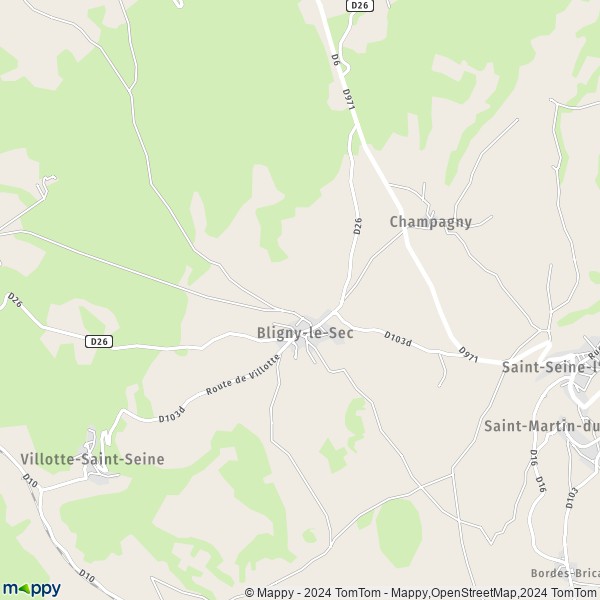 La carte pour la ville de Bligny-le-Sec 21440
