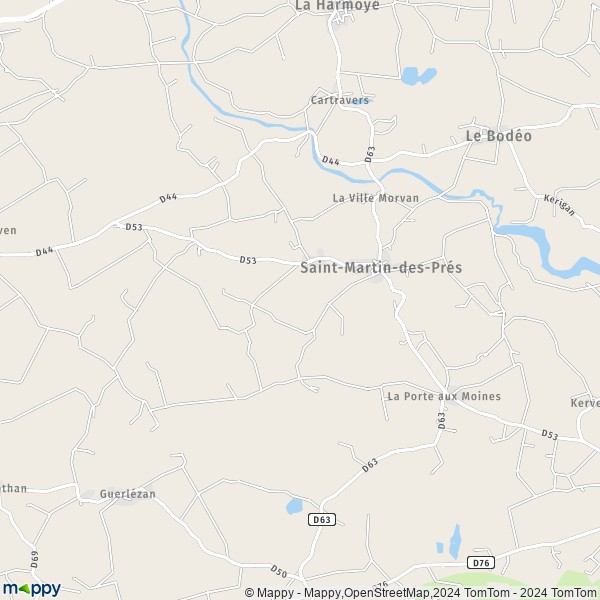 La carte pour la ville de Saint-Martin-des-Prés 22320