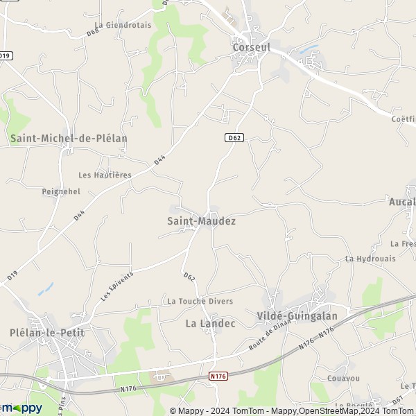 La carte pour la ville de Saint-Maudez 22980