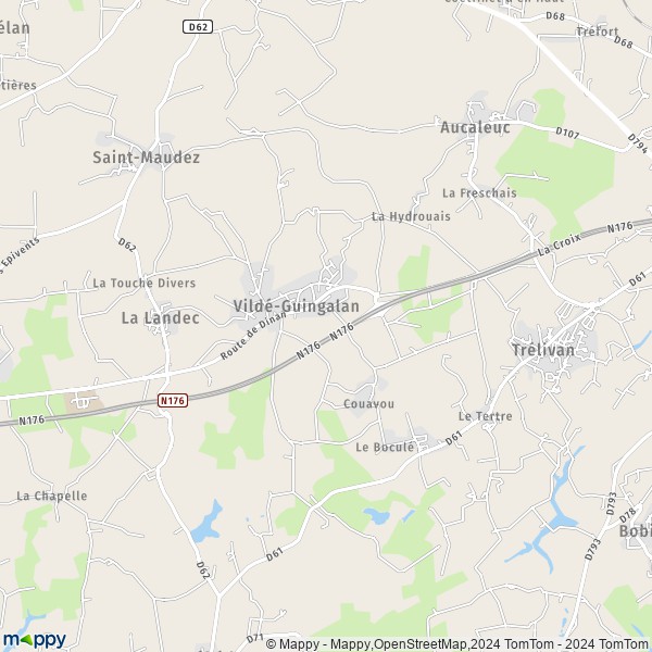 La carte pour la ville de Vildé-Guingalan 22980