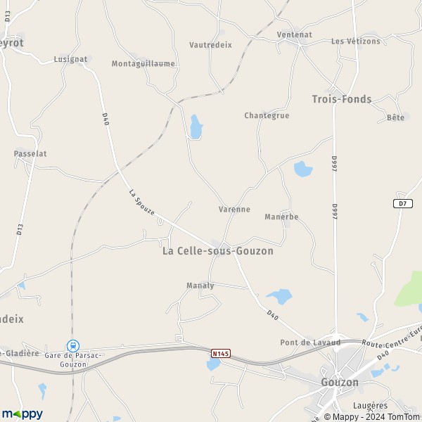 La carte pour la ville de La Celle-sous-Gouzon 23230