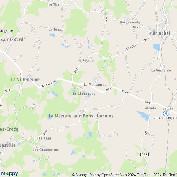 La carte pour la ville de La Mazière-aux-Bons-Hommes 23260
