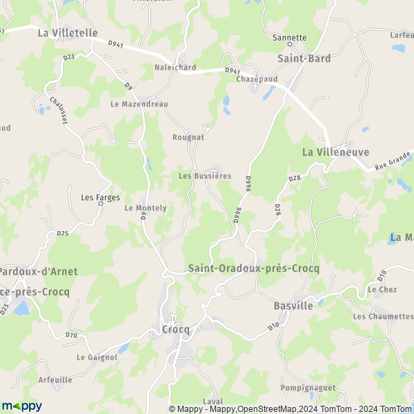 La carte pour la ville de Saint-Oradoux-près-Crocq 23260