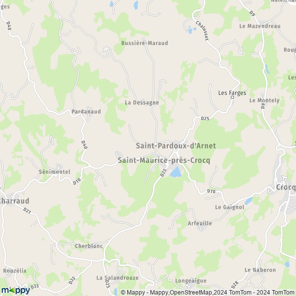 La carte pour la ville de Saint-Pardoux-d'Arnet 23260